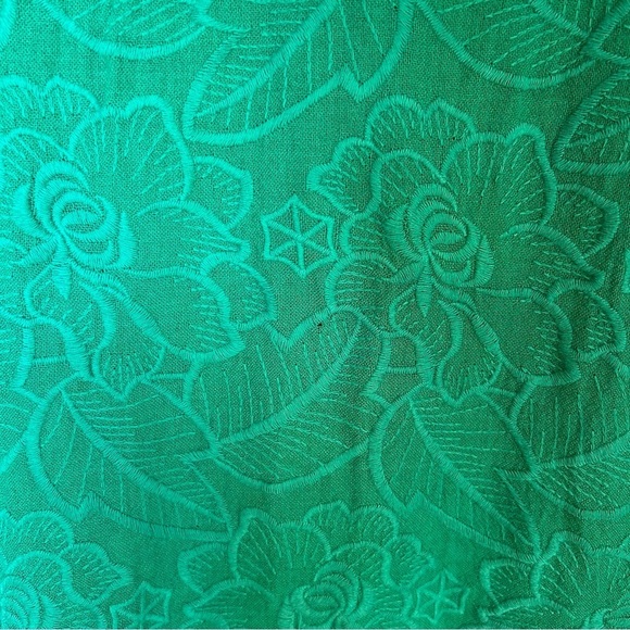 Anthropologie Kelly Green Floral Embroidered Tunic Top 3/4 Sleeves - Picture 10 of 15